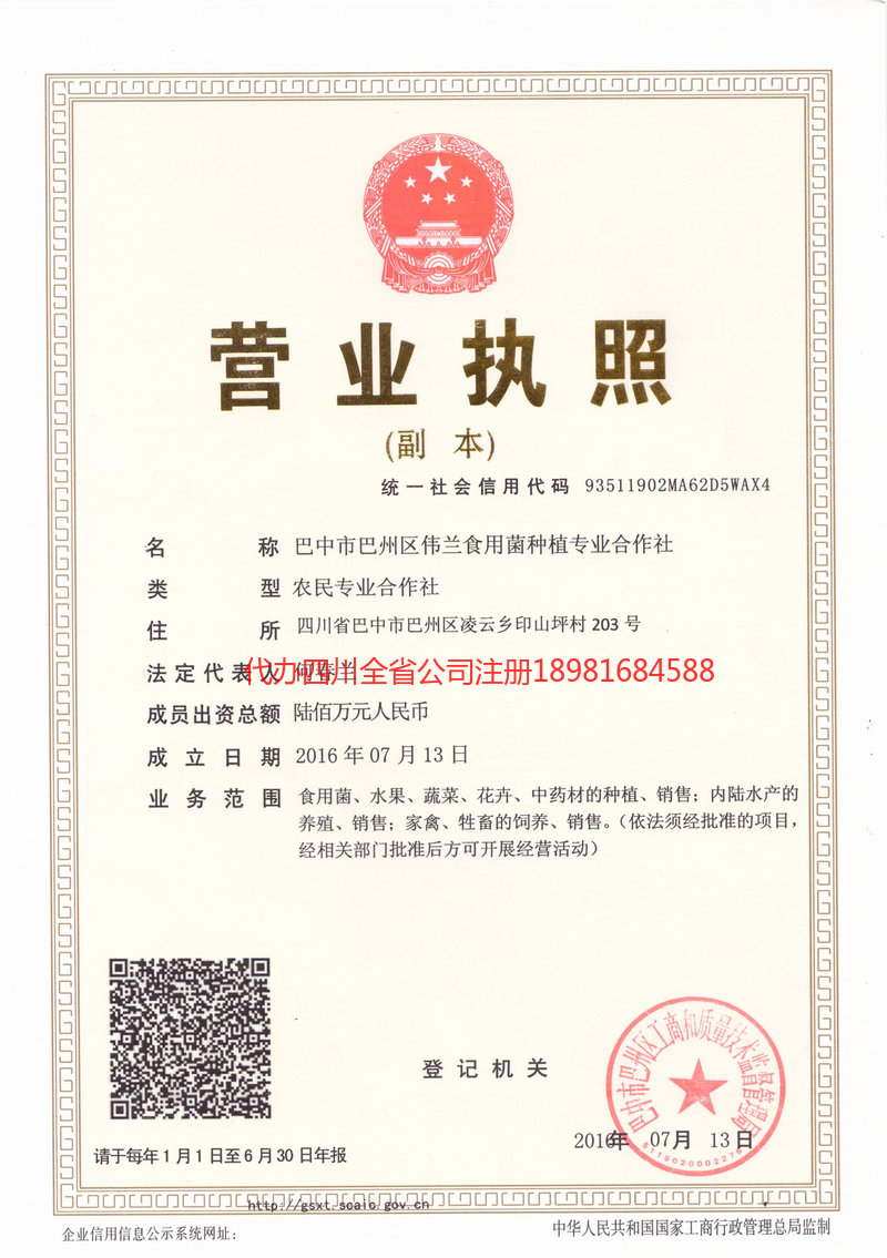 昭通昭通伟兰食用菌种植专业合作社